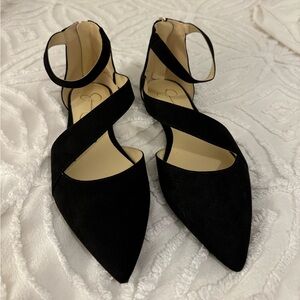 Black flats with ankle strap by Jessica Simpson size 7
